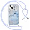 Foonary Cover con Cordino per Apple iPhone 14/Apple iPhone 13 6,1, Custodia con Laccio Collana Tracolla Aesthetic Disegni Antiurto TPU Necklace Regolabile Protettiva Corda Case per iPhone 14, Marmo 2