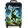 NoBoringSuitcases.com Valigia Bambini, Valigia Grande, Valigia Personalizzabile, Trolley Bambino, Valigia Per Bambini, Serratura TSA, Valigie, Valigia Grande 23 kg (67 cm - 72 L), (Dinosaure - Verde)