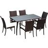 VivaGarden Tavolo da Giardino Legno 6 Sedie Set Mobili Da Esterno Rattan 8610D5