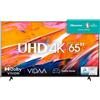 Hisense Smart TV 65" 4K Ultra HD DLED ADS VIDAA DVBT2/C/S2 Classe F Nero 65A6K