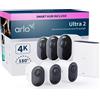 Arlo Ultra 2 Spotlight 4K + 3 Telecamere (Kit Bianco)