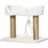 Easycomfort Torre per Gatti max 5kg in Truciolato con Tiragraffi e Palline Giocattolo, 48x38x42 cm, Giallo e Bianco