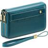 GAEKEAO Portafoglio Donna Grande, Portamonete Vegan in Pelle, Porta Tessere Blocco RFID, Portacarte di Credito, Porta Tessere, Borsellino Doppia Cerniera, Idee Regalo