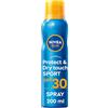 NIVEA SUN Crema Solare Spray Protect & Dry Touch Sport FP30 200 ml, Crema solare 30 in spray rinfrescante, Protezione solare 30 invisibile sulla pelle e resistente all'acqua e al sudore
