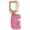 UNTAGS - Charm Lettera E - Materiale Effetto Pelle - Ciondolo per Smartphone, Portachiavi con Moschettone in Metallo Colore Oro Incluso - Rosa