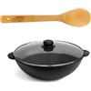 4BIG.fun Padella wok in ghisa da 3,7 l con coperchio ø 28 cm, per cottura a induzione, adatta a cottura a induzione Casseruola Asia