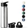 Vinsun Bottiglia Termica in Acciaio Inox 750ml - 3 Coperchi, Senza Perdite, Senza BPA - Borraccia Thermo Sportiva - Scuola, Università, Bici, Ufficio, Palestra - anche per Bevande gassate