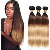 Hxxcoup Straight Bundles Biondo Extension Capelli Veri Tessitura 3 Bundles Double Human Hair Bundles Grade 8A Capelli Umani Ricci No Smell Virgin Remy Hair Bundles 20 22 24 Pollici