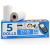 TK THERMALKING THERMALKING - Rotoli POS 57x35x12 di carta termica per ricevute Bancomat - Rotolini compatibili con dispositivi POS - Rotolo carta termica 57mm x 14m x 12mm - [5x]