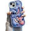 YJQYJH Custodia morbida in silicone per ragazze ragazzi e donne adolescenti Kawaii con simpatico personaggio 3D di Stitch, cover morbida in silicone per Samsung Galaxy S23 Plus, blu