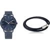 Tommy Hilfiger Orologio Analogico al Quarzo da Uomo con Cinturino in Maglia Metallica in Acciaio Inossidabile Blu - 1791841 Jewelry Braccialetto da Uomo in Pelle Blu - 2790264S