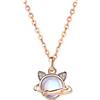 Bellitia Jewelry Collana con ciondolo pietra di luna in argento sterling 925 placcato oro rosa per donna, collana con motivo gatto cosmico con catena clavicola