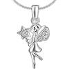 CLEVER SCHMUCK, collana con ciondolo in argento sterling 925, motivo piccola fata da 10 x 13 mm, con bacchetta magica e 3 zirconi