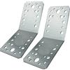 AERZETIX - C58939 - Set di 2 Piastre di montaggio e fissaggio a 135° 90x90x65x2.5mm - staffa/angolare - supporto perforato di struttura con 30 fori - in acciaio zincato Z275