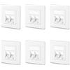deleyCON 6x 2 Porta LAN Dati di Giunzione con Montaggio a Incasso per Moduli Keystone con Uscita a 45° e Moduli Keystone con Connettore F Coassiale RJ45 Jack RJ-11 Cinch Toslink PS2