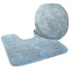Kinzler J-10052/17 Set tappetini da bagno in micro fase, 2 pezzi, rivestimento per WC 47 x 50 cm, e tappetino 50 x 55 cm, colore: Azzurro