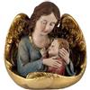 DRW Figura Angelo della Guardia con un bambino in Bracci in Resina Dipinta a Mano 11 cm