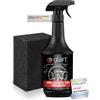 Glart 451RK spray lucidante pneumatici 1000 ml con spugna, UV | Finitura satinata, cura pneumatici, ravviva il nero, per camper e moto, per gomma e plastica