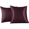 FARFALLAROSSA Set di 2 Federe in Raso 65 x 65 cm Bordeaux, Federa Cuscino Letto Morbida e Setosa al Tatto, Chiusura a Busta, Antiacaro e Ipoallergico, Protezione Capelli e Pelle & Antirughe