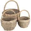 Ideen mit Herz Set di 3 cestini in vimini intrecciati scuri, rotondi, diametro: 14, 18, 21 cm, ideale come regalo di nozze o come decorazione