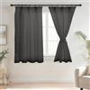 DWCN Tende in voile con nastro arricciato, effetto lino, 2 pezzi, semitrasparenti, per soggiorno, tende corte, trasparenti, nere, 145 x 140 cm (altezza x larghezza)