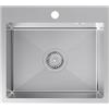 VBChome Lavello da incasso in acciaio inox spazzolato, 50 x 45 cm, con foro per rubinetto, in acciaio inox