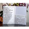 BLUGUL 10 Pezzi Matrimonio Invito, Carte di Invito a Nozze, Hollow Floral Design, con 2 Carte Vuote, Bianco