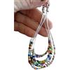 Asai Bolivien Ethno Tribal Manufaktur ✿ COLORATI TRIPLE CREOLS I ORECCHINI ARGENTO ✿ orecchini lunghi e perle di vetro