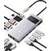 NOVOO Docking Station USB C Triplo Display, NOVOO 12 in 1 Hub USB C con 2 HDMI, VGA, Ethernet, Lettore SD/TF, 4 USB,Audio da 3,5 mm e Ricarica Rapida PD 100W per MacBook/Dell/Surface/HP