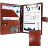 GraduatePro Cartella Portadocumenti A5 Pelle di Cerniera Chiusura magnetica Unisex per Ufficio Conferenza Cartellina Custodia Organizzatore con Quaderno-Marrone