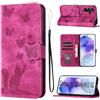 LSPCASA Custodia Per Samsung Galaxy A55 Materiale In Pelle PU Cover Samsung A55 5G Con Slot Per Schede Reticolo Della Farfalla Del Gatto Cover A55 5G Samsung rosa