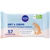 NIVEA BABY Salviettine Detergenti Idratanti Soft & Cream 57 Pezzi, Salviette neonato per una pelle pulita, asciutta e idratata, Salviettine neonato con Latte di Mandorla e Vitamine B5, C & E