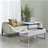 WEBER INDUSTRIES Tavolino da salotto Flower Vassoio sollevabile, Bianco Piedi metallo cromati