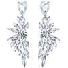 Clearine Donna Matrimonio Orecchini per Sposa Cristalli Goccia Multi Marquise Cluster Bling pendenti Trasparente Argento-fondo