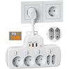 oorkyzz PD20W Ciabatta Multipresa con Interruttori Indipendenti,Presa Multipla Salvaspazio con USB,PD20W e QC18W Ricarica Rapida Elettrica Multipresa Protezione Sovratensione 5 Presa con Pnterruttore,Bianco