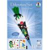 Ursus 988 00 22F-Set di Decorazioni Space Dino, 4 Fogli di cartoncino Artigianale, Stampati su Entrambi i Lati, preforati, scanalati, per Decorare Un Cono Scolastico, con Nastro di Raso, Multicolore