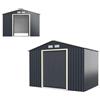 HOMASIS Casetta da Giardino in Metallo, Casetta Porta Attrezzi da Giardino con 2 Finestre di Ventilazione e 2 Porte Scorrevoli, Capanno da Giardino con Tetto a Falde, Grigio, 277 x 191 x 202cm