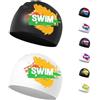 SWAUSWAUK Cuffia Nuoto Bambini età 6-14 - 2 pezzi Cuffia Piscina Bambino Bambina Impermeabile per Capelli Corti e Lunghi (Verde e Oro)
