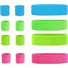 Seloxmcs Polsini Tennis Anni 80 Neon Sweatband Set, 12 Pezzi Polsini Ginnastica Artistica Polsini Tennis Sweatband Retro Party Accessori Per Donna Uomo 4 Colori Rosa Verde Blu Giallo Fasce Accessori Fitness