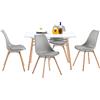 buybyroom Set sala da pranzo composto da un tavolo bianco e 4 sedie grigie, adatto per cucina, sala da pranzo e soggiorno (tavolo rettangolare e sedie)