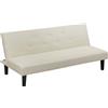 Baroni Home Divano Letto in Tessuto 3 Posti Trasformabile in Letto Imbottito, Divano Reclinabile con Gambe in Plastica da Salotto, Camera degli Ospiti, Apertura 93 cm, 167x70x77 cm, Panna