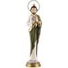 DRW Figura San Giuda Tadeo Allungata Resina Dipinta a Mano con Corona in Metallo 30 cm