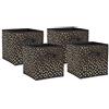 DII - Pattumiera pieghevole in tessuto non tessuto, motivo a pois, colore nero e oro, grande, 27,9 x 28,9 x 27,9 cm, 4 pezzi