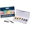 Derwent Palette Colori intensi #1, Set da 12 acquarelli formato mezza tavolozza, solubili in acqua, per pittura e artigianato su carta e tessuto, qualità professionale, formato da viaggio, 2306243