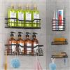 DILEASIR Organizer per doccia - Confezione da 5 mensole da doccia, organizer adesivo per doccia da appendere senza foratura, grande capacità in acciaio inox, organizer per bagno in acciaio inox,