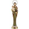 DRW Figura San Jose con bambino allungata Resina dipinta a mano con corona in metallo 30 cm