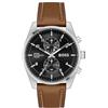 BOSS Orologio con Cronografo al Quarzo da Uomo Collezione SKYTRAVELLER con Cinturino in Pelle Marrone - 1514161, Black