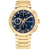 Tommy Hilfiger Orologio analogico multifunzione al quarzo da uomo Collezione con cinturino in acciaio inossidabile dorato - 1792118, Blue