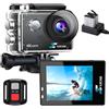 Xilecam Action Cam 4K WiFi e Telecomando 2.4G Fotocamera Subacquea 131FT con 2x Batterie da 1350 mAh e Accessori Multifunzionali (X8000R)