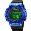 SKMEI Orologio sportivo digitale da uomo, militare, impermeabile, con schermo a LED, ampio quadrante, cronometro, sveglia, orologio da polso, Nero e nero., 1, moderno